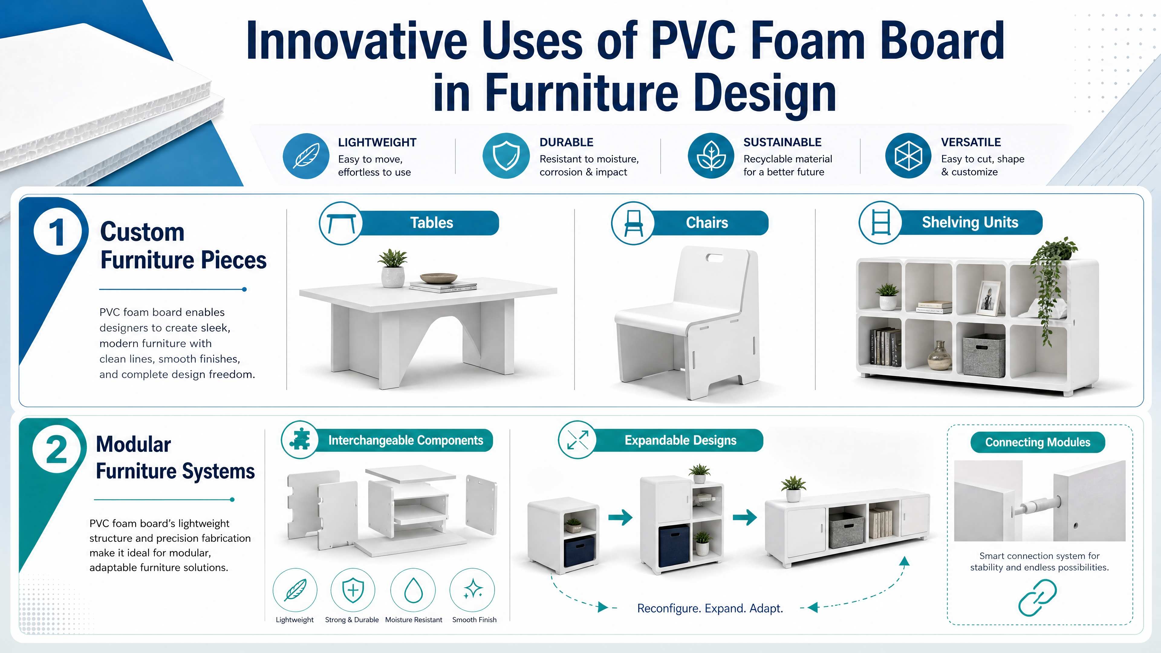 Usos inovadores de placa de espuma de PVC em design moderno